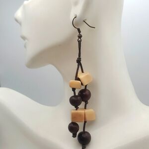 Handmade bohemian woodsy dangle‎ earrings E269